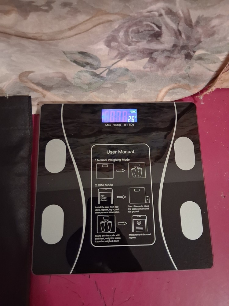 Bluetooth Smart Digital Tempered Glass Bathroom Scale Black
