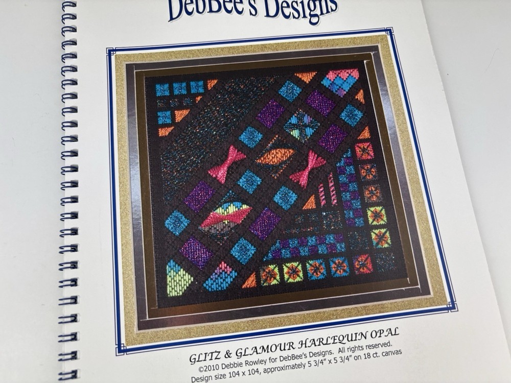 DebBee’s designs Glitz & Glamour Harlequin Opal needlepoint pattern 7S