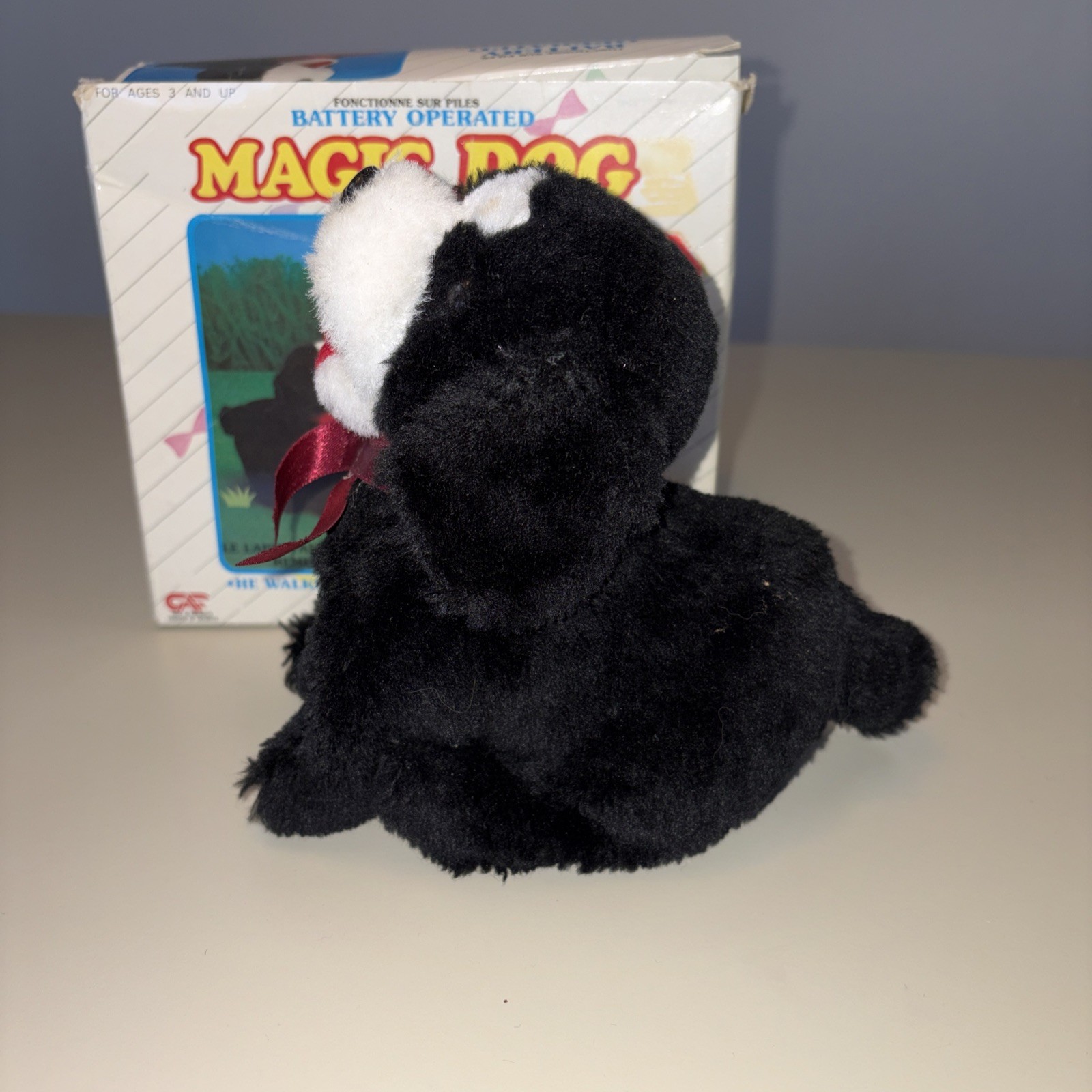 Vintage 1990s Flipping Toy Dog Back Flips Barks Walks Animatronic Not Work w/box