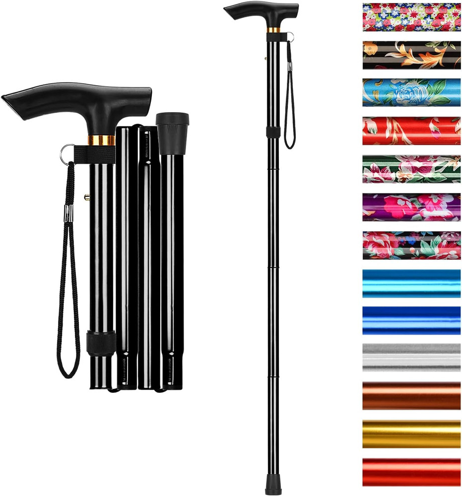 Folding Cane, 5-Level Adjustable Height Walking Stick Lightweight Collapsible...