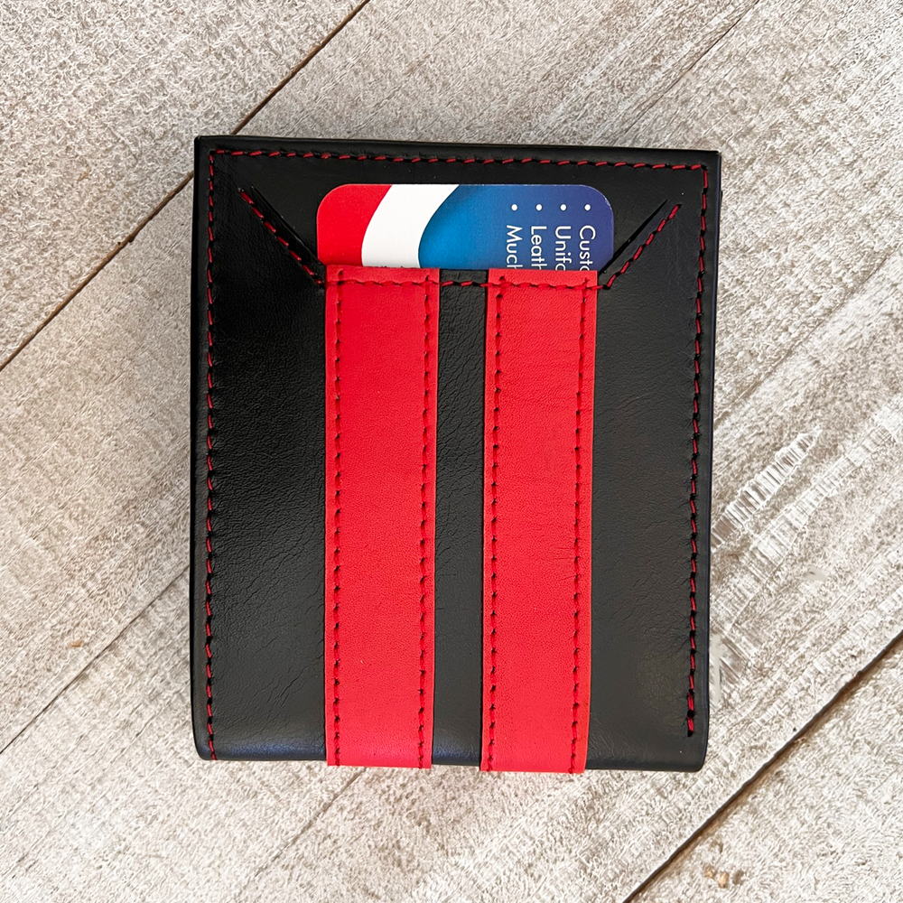 Thin Red Line Fire Fighter Wallet - First Responder Gift Leather Wallet