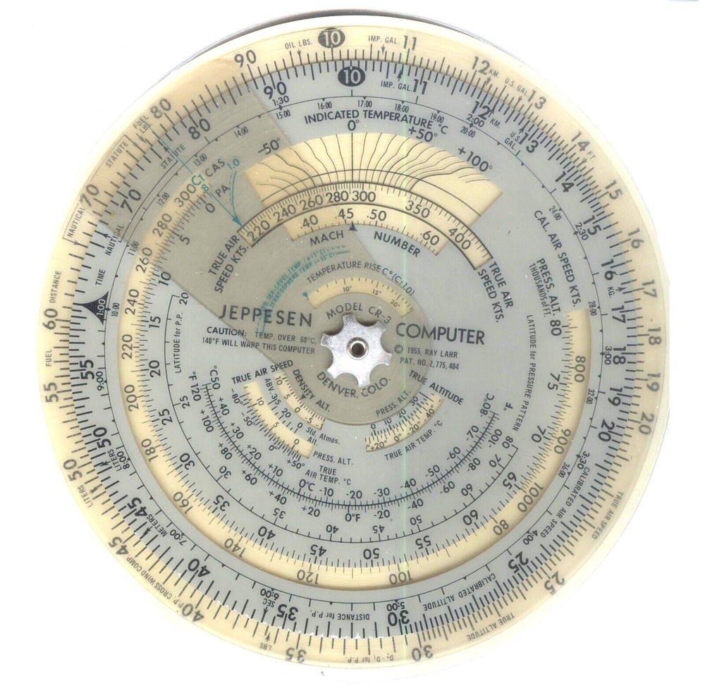 JEPPESEN CR-3 CIRCULAR FLIGHT COMPUTER E6B (6 inch dia.)