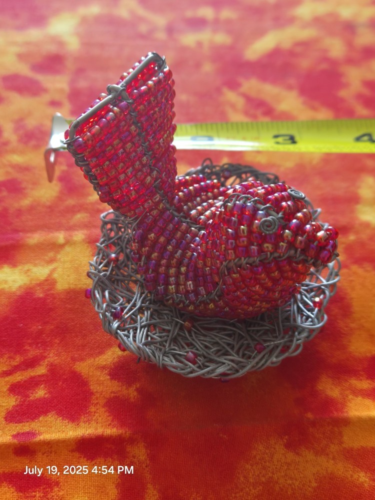 Handmade Beaded Bird In Nest