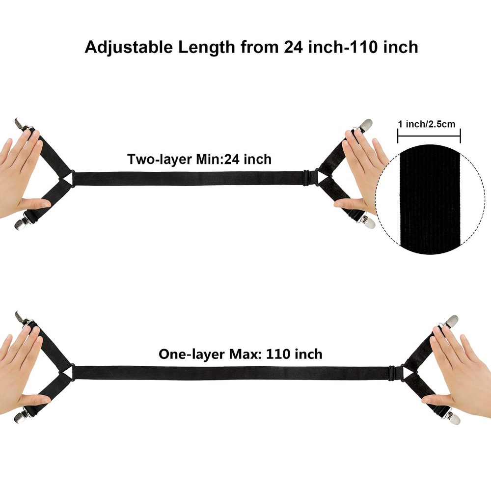 Bed Sheet Straps 2 Pack Adjustable Mattress Sheet Holder Clips