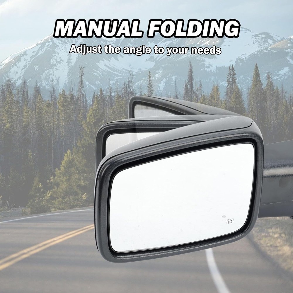 Left/Driver Manual Fold + Heated + Temp Sensor Mirror For 2013-19 Dodge Ram 1500