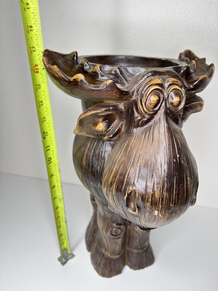 Vintage Rustic Moose Head Decorative Bowl Organizer 17”