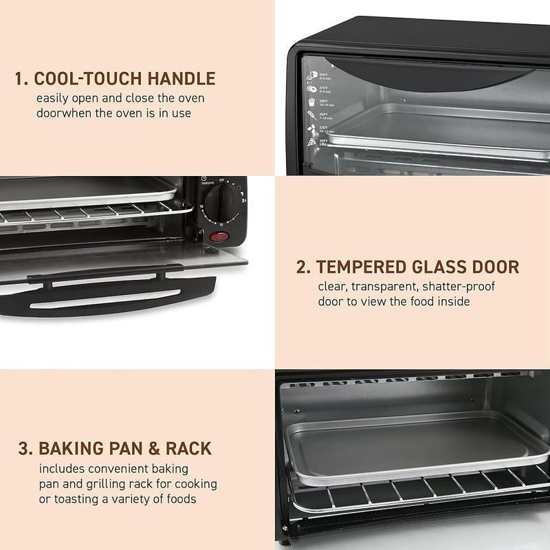 Personal Compact 2 Slice Countertop Toaster Oven with Adjustable Temperature