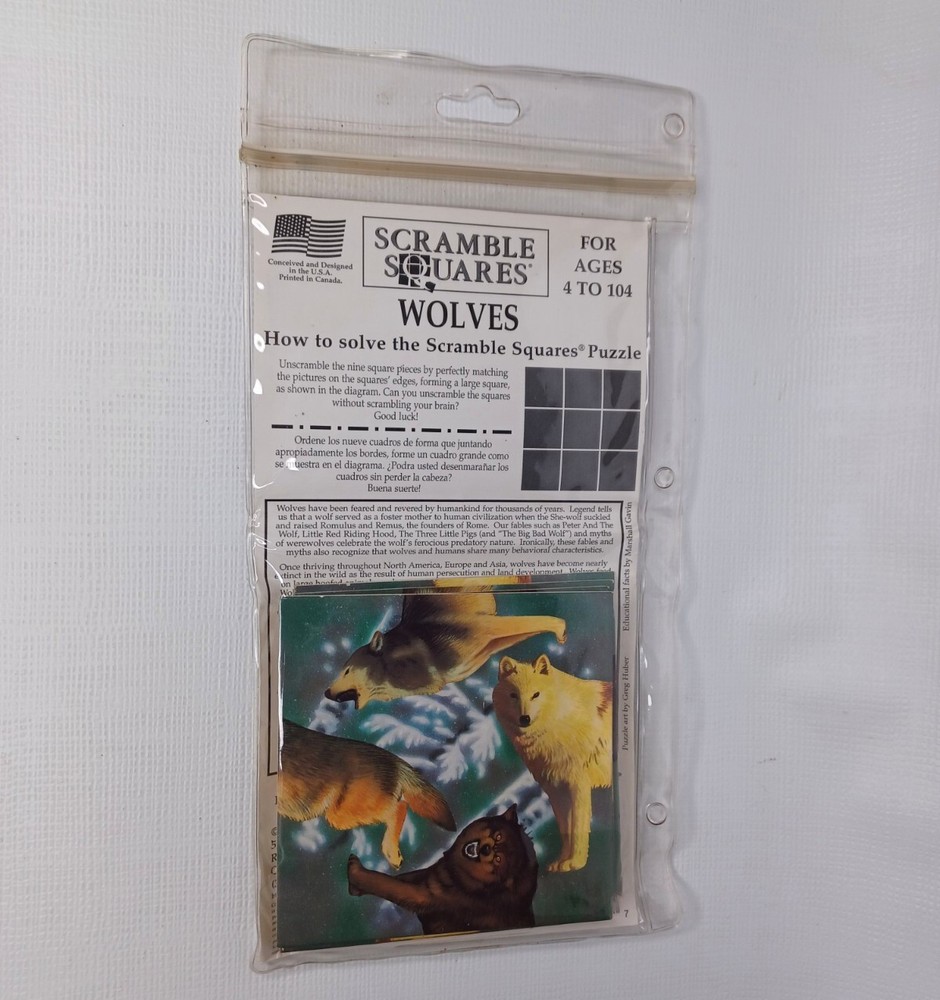 Scramble Squares Wolves Puzzle 9 Square Pieces