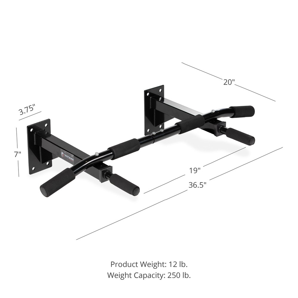 3 Position Wall Mounted Pull-Up Bar, Foam Grip Handles, Rated 250 LB, Multi-Grip