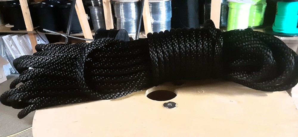 5/16” x 100 ft. Solid Braid MFP Rope hank . Black. Made in USA