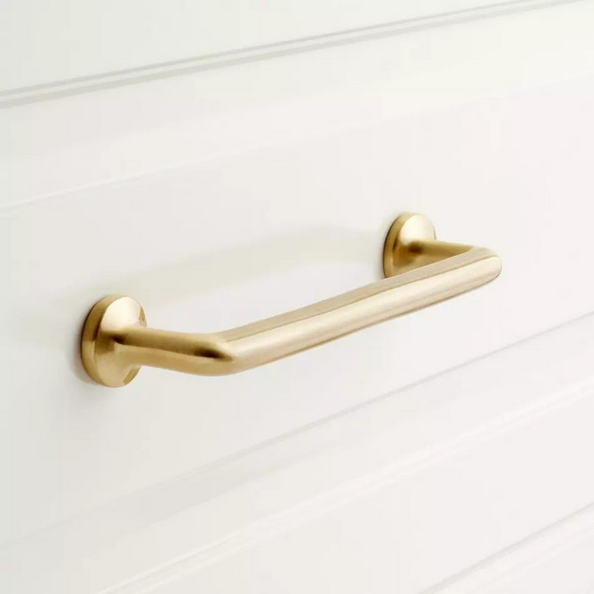 SIGNATURE HARDWARE 3" Solid Brass Cabinet Pull - Satin Brass