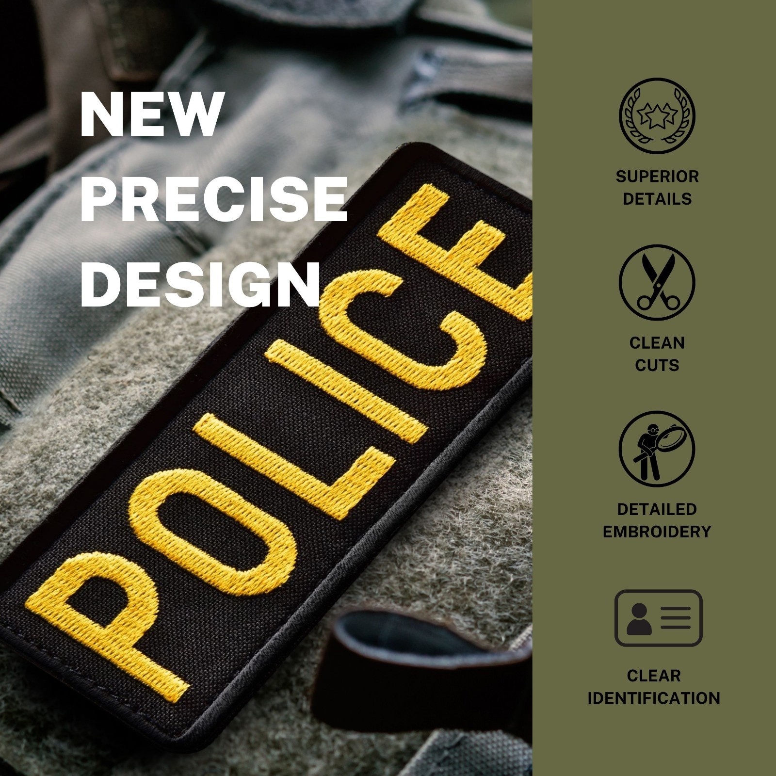 2-Piece Embroidered Patch for Vest, Jacket, Hook & Loop, Large & Small