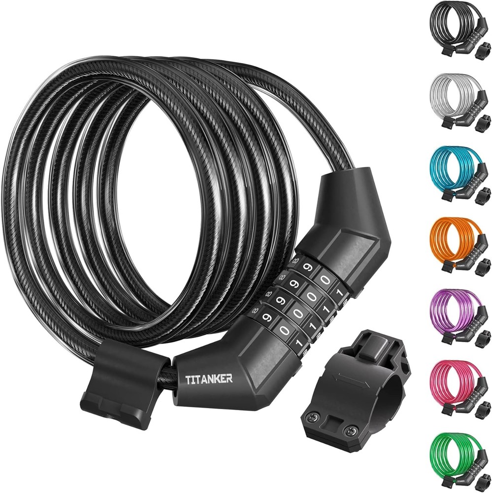 Titanker Bike Lock Cable, 4 Feet Cable Basic Self 4FT, Black-8mm