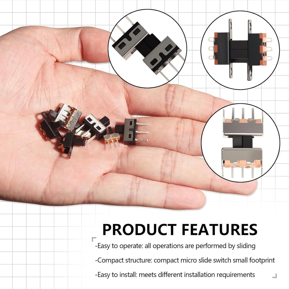 Mini Slide Switch SPDT Vertical Panel Mount Toggle 3 Pin