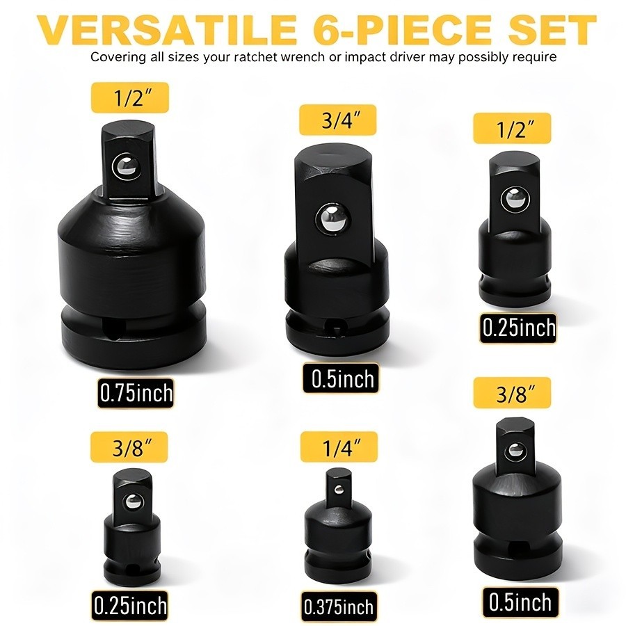 6pcs Impact Adapter And Reducer Head Kit