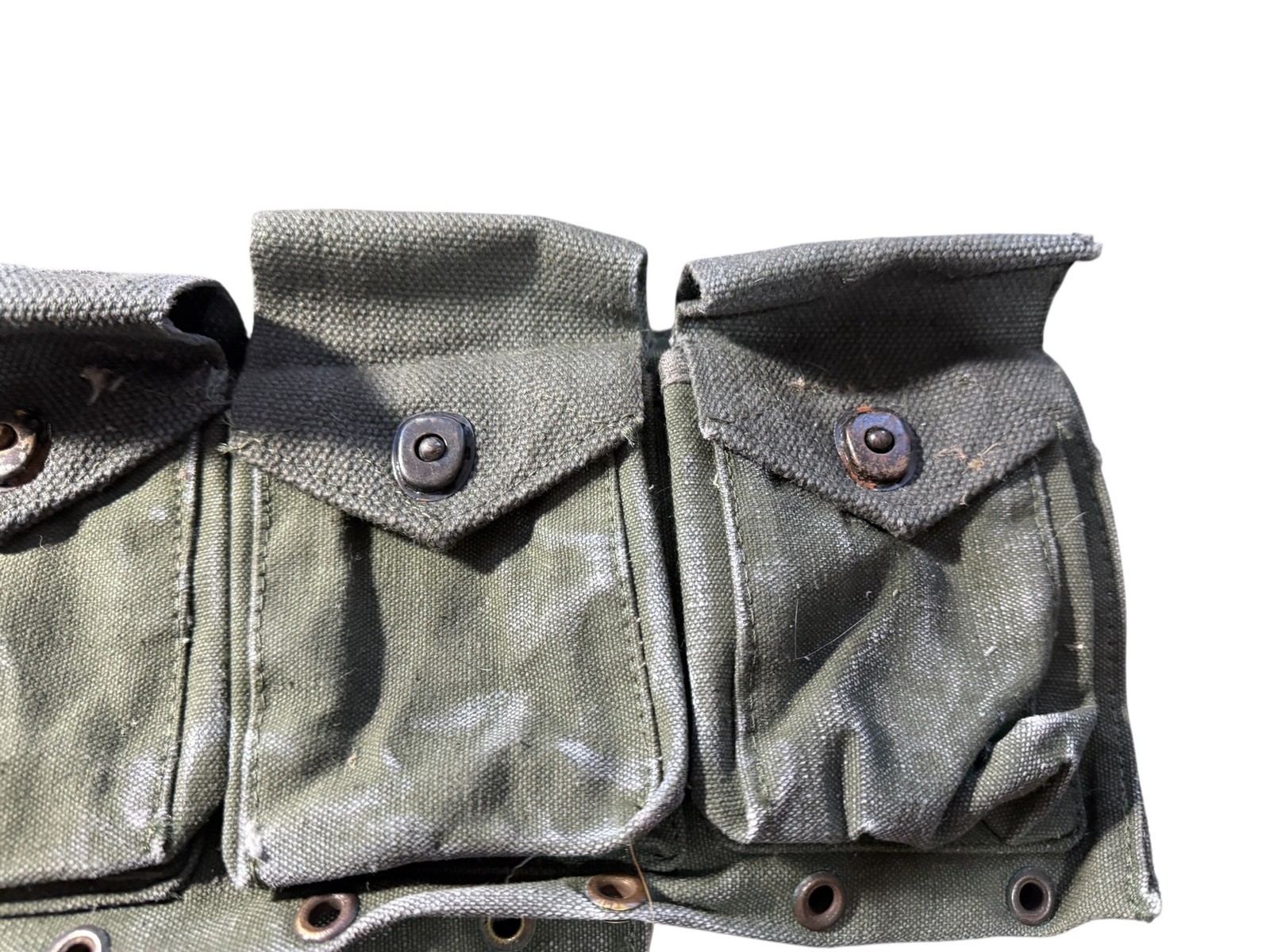 Vintage US Military OD Green Canvas Triple Pouch ALICE Field Gear Surplus