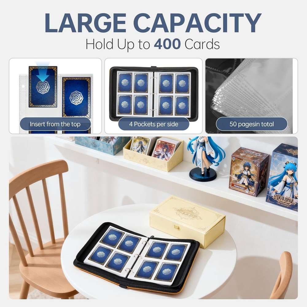 Top Loader Binder 4 Pocket for 144 Toploaders, Side Loading Toploader...