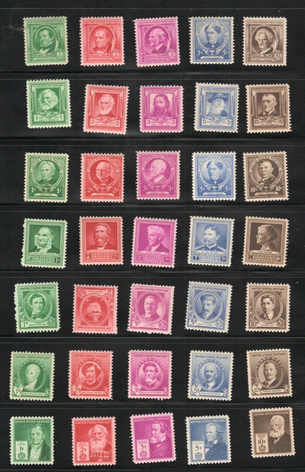 US Scott # 859-893 Famous Americans Complete Set of 35- MNH Stock Photo