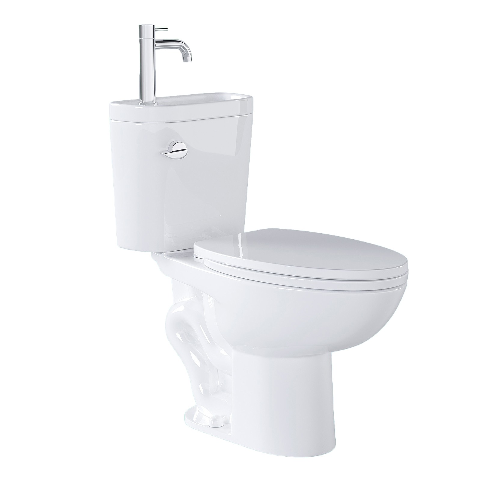 Two Piece Toilet with Sink 2 in 1 Toilet Bowl with Faucet 1.28 GPF Single Flush