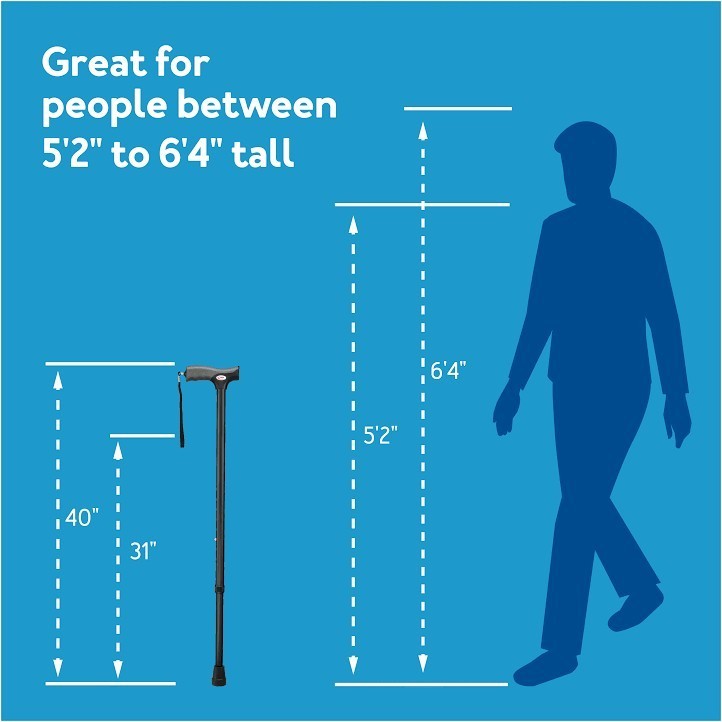 CANE SOFT GRIP DERBY HANDLE ADJUSTABLE, Color: Blue Marble