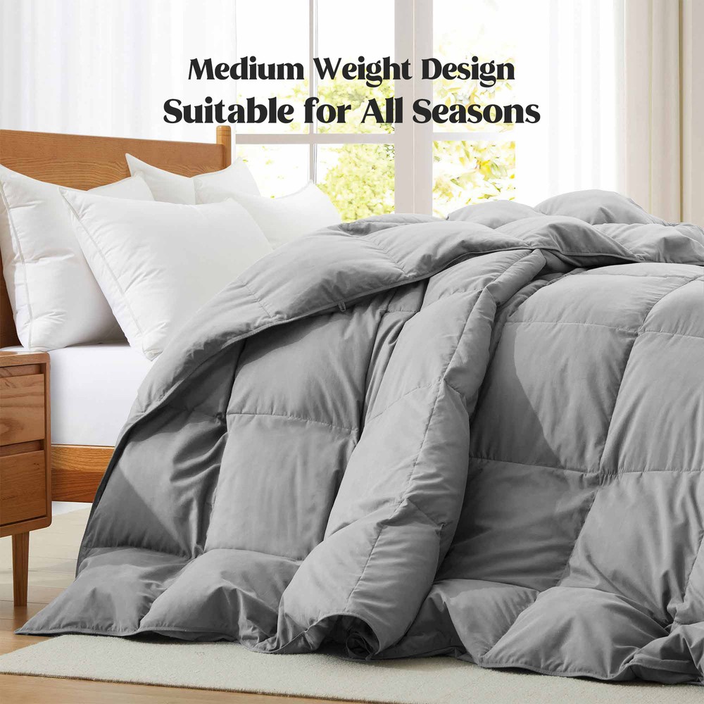 Peace Nest Down Feather Fiber Comforter All Season Super Soft Shell Dark Grey
