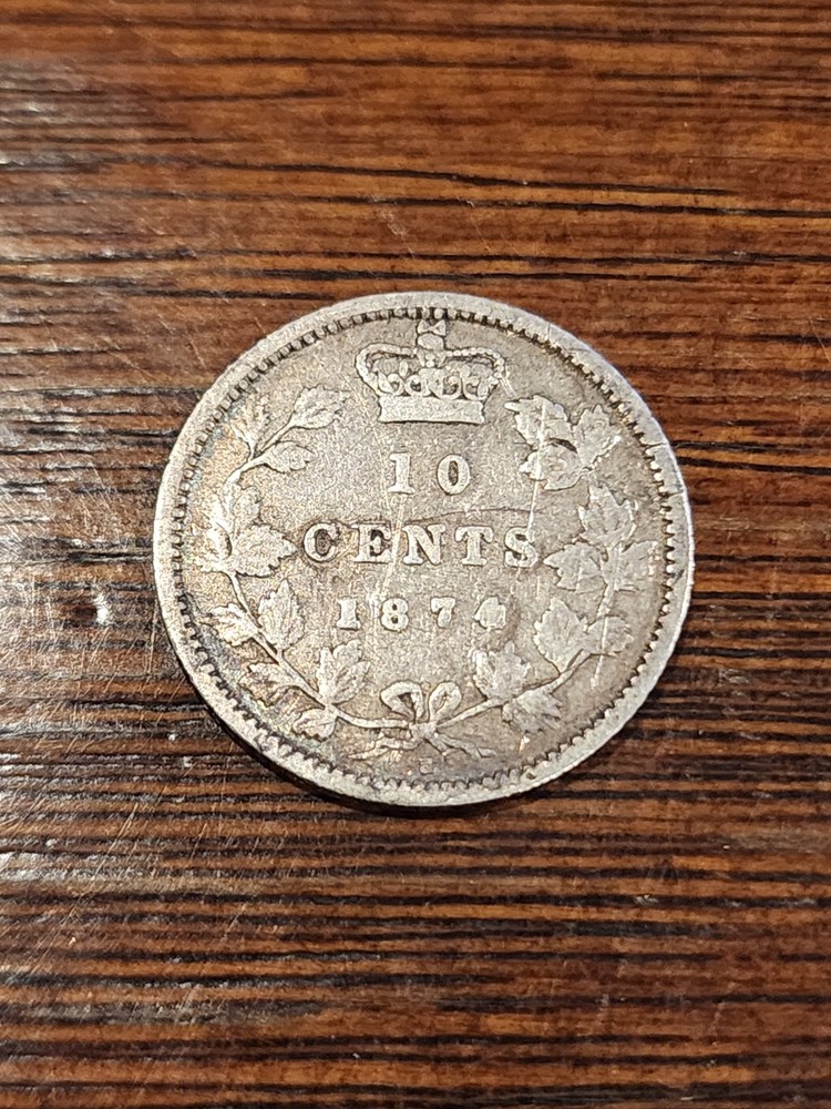 1874H Canada 10 Cents Silver Coin
