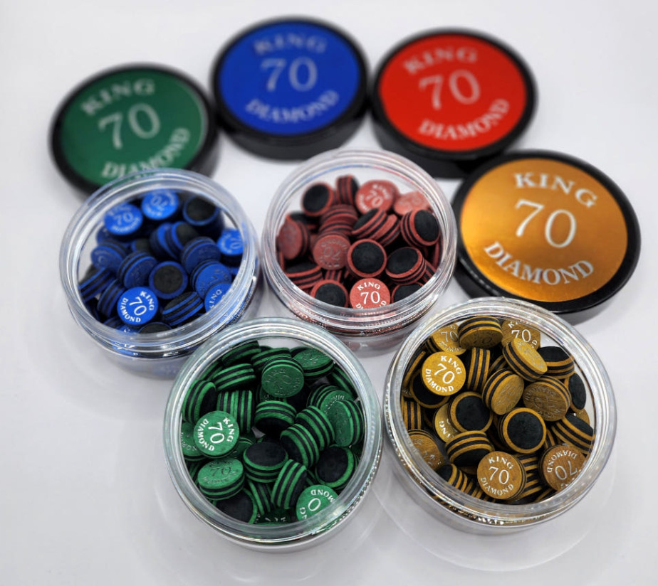 King Diamond 70 Billiards Pools Cue Tip 6layer 50ea Set Hogleather Round