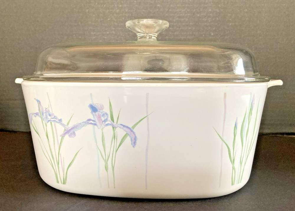 VTGCorning Ware Shadow Iris 5L Casserole Dish A-5-B w/ Pyrex Lid A-12-C EUC