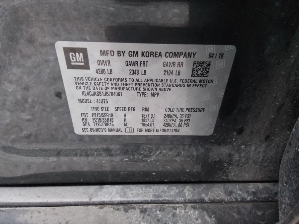 2017-2021 Buick Encore 8" Dash Display and Control Panel ID 42498392