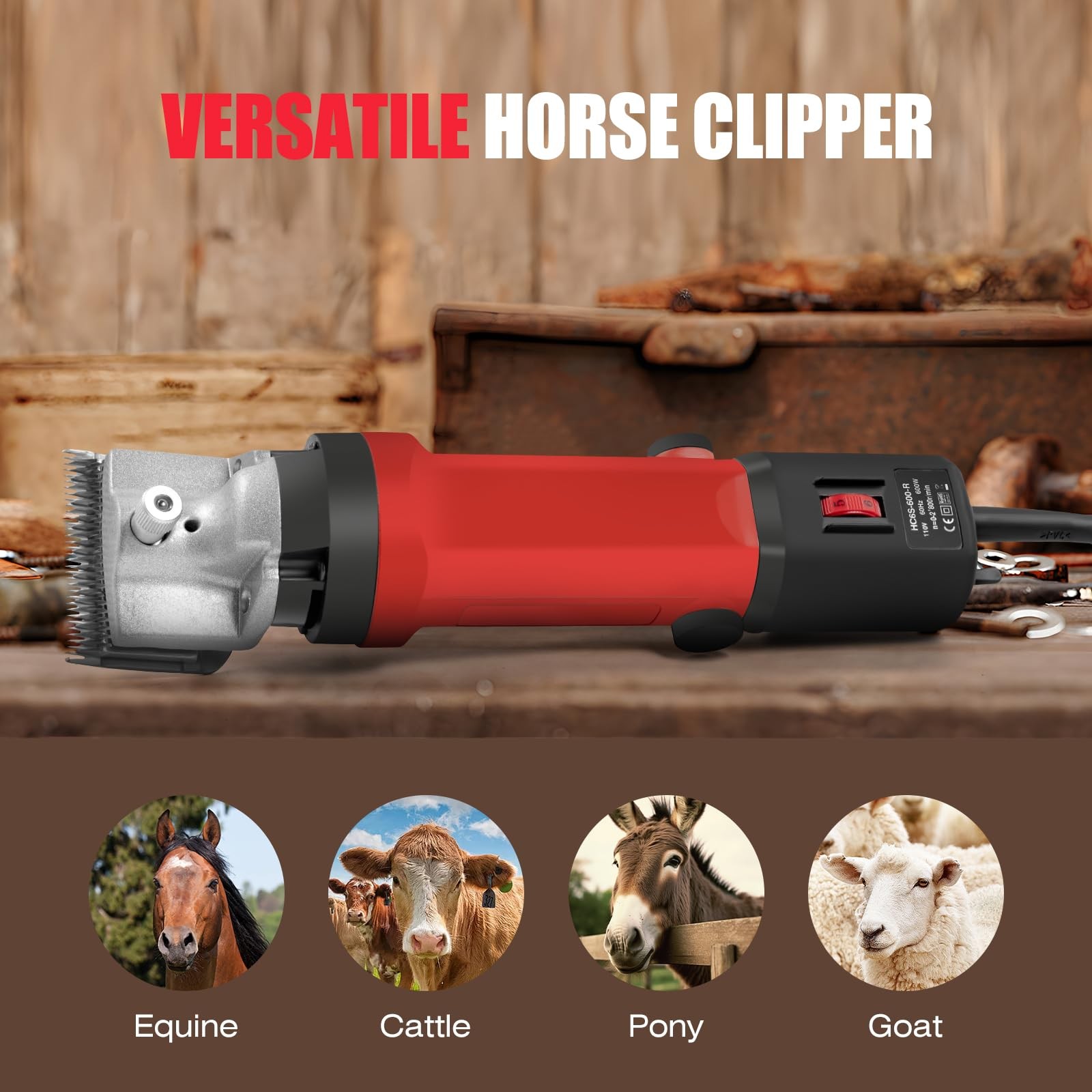 Horse Clippers, 600W Professional Heavy Duty Horse Body Clippers, 6-Speeds L...