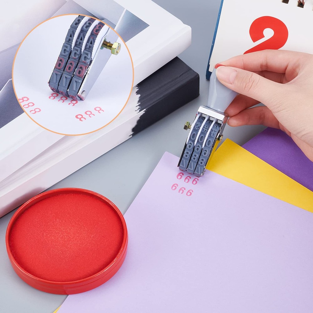 NBEADS 2 Pcs Rubber Number Roller Stamps, 3 Digits Adjustable Personalized...