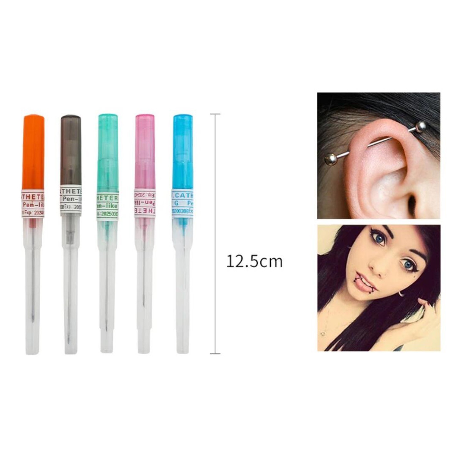 5/10/50 Pro I.V Catheter Body Piercing Needles 14,16,18,20,22G Navel Ear Nose