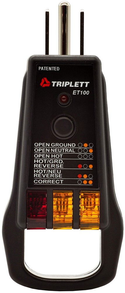 ET100 GFCI Outlet/Receptacle Tester with 5 Visual Indicators