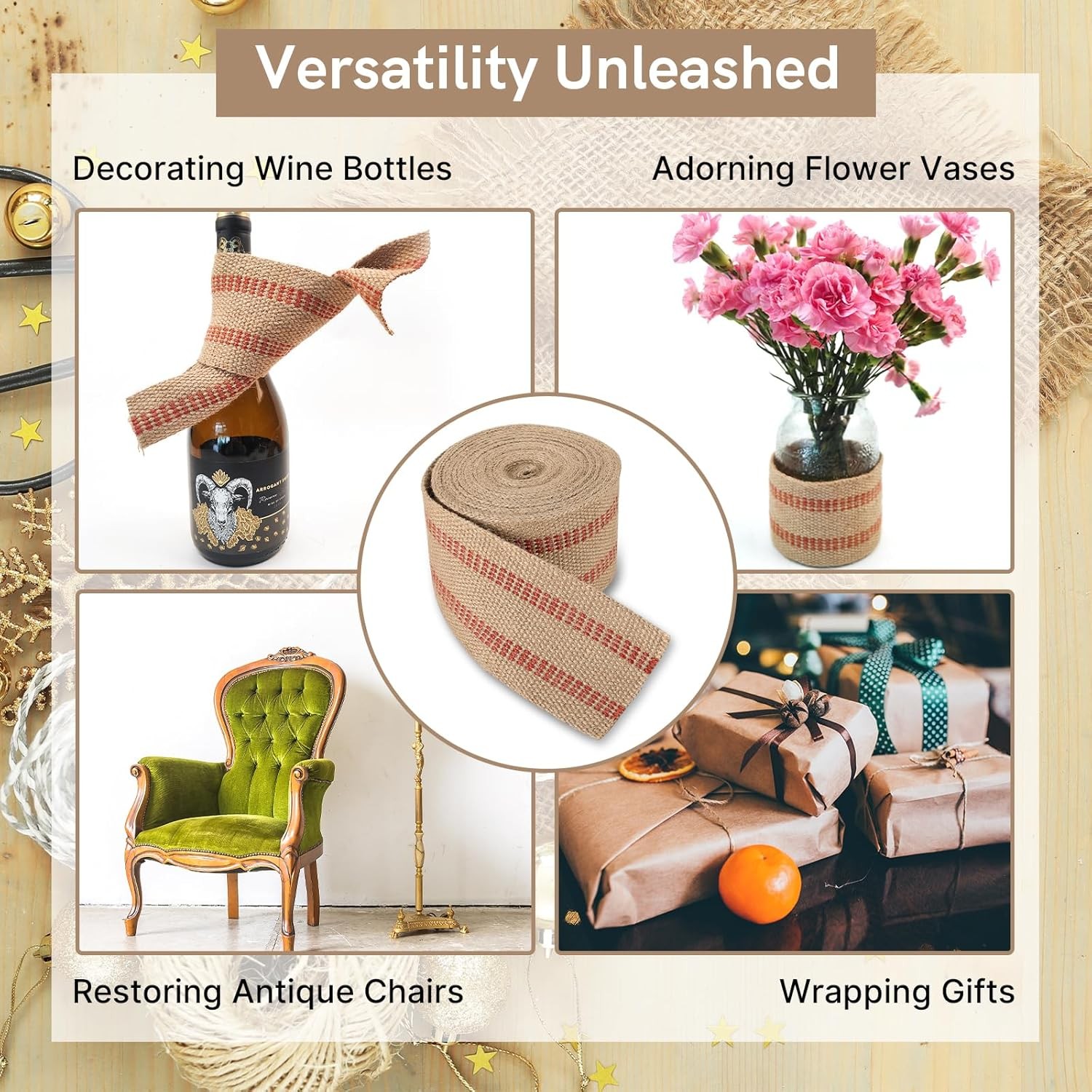 1PC Craft Jute Webbing Tape 3.5" x 10 Yd Heavy Duty for Chair Repair Upholstery