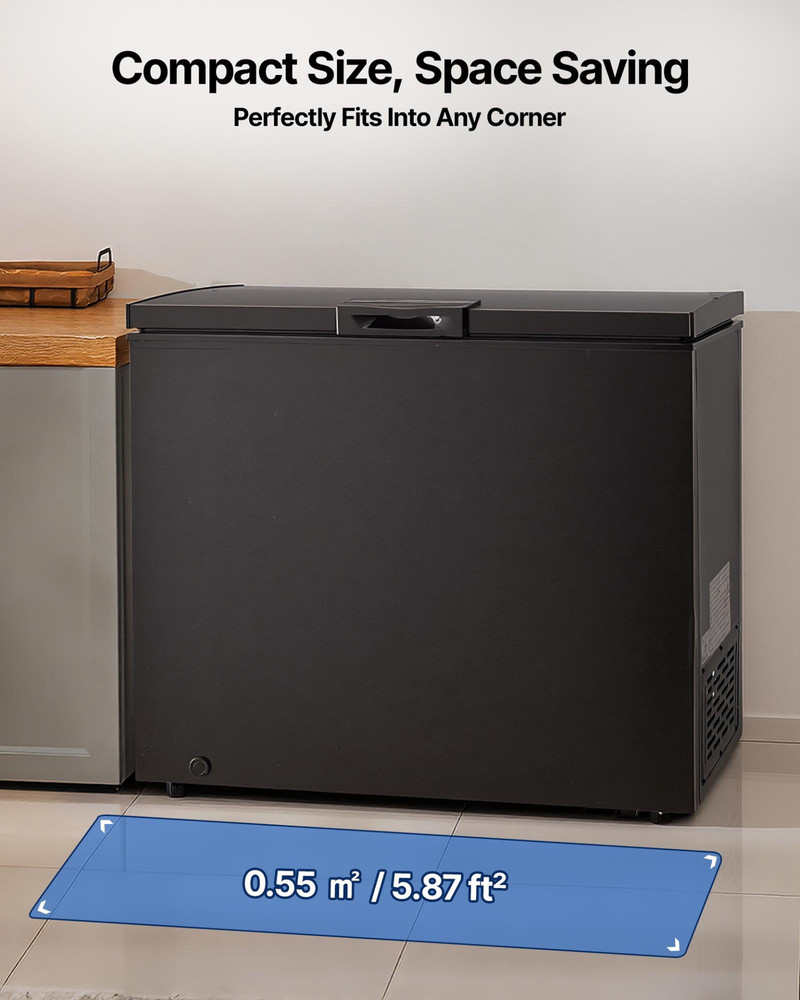 Chest Freezer 6.7 Cu Ft Compact Deep Freezer Garage Ready Black