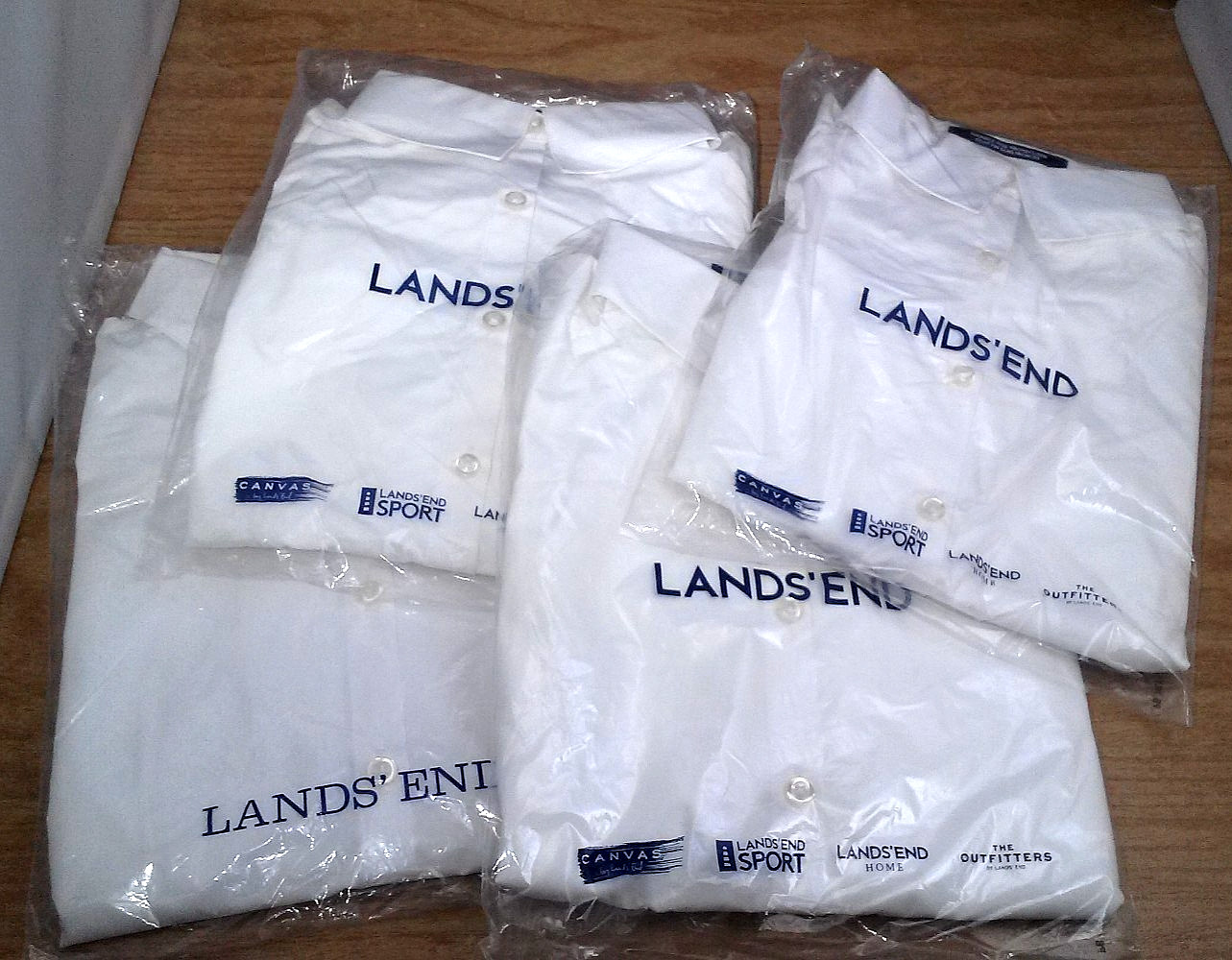 Lands' End Wrinkle Free Broadcloth Women's White Work Shirt Sz 4
