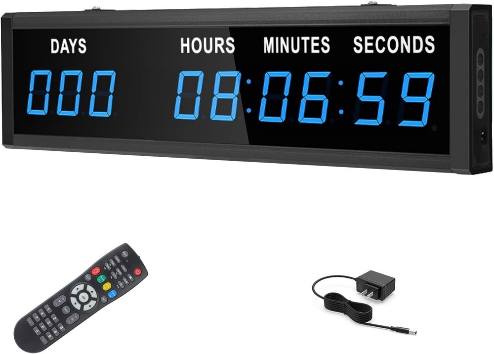 Blue 1.8" 9Digits Large LED Countdown Count Up Days Clock with Remote Christm...