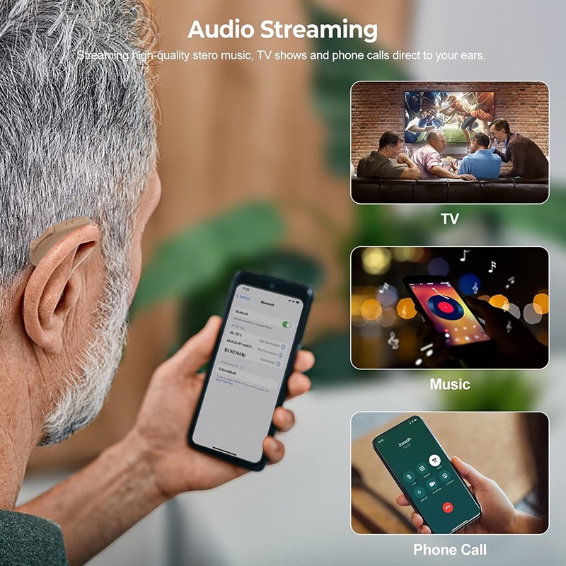 Rechargeable Hearing Aids For Seniors With Bluetooth Control,Noise Cancelling