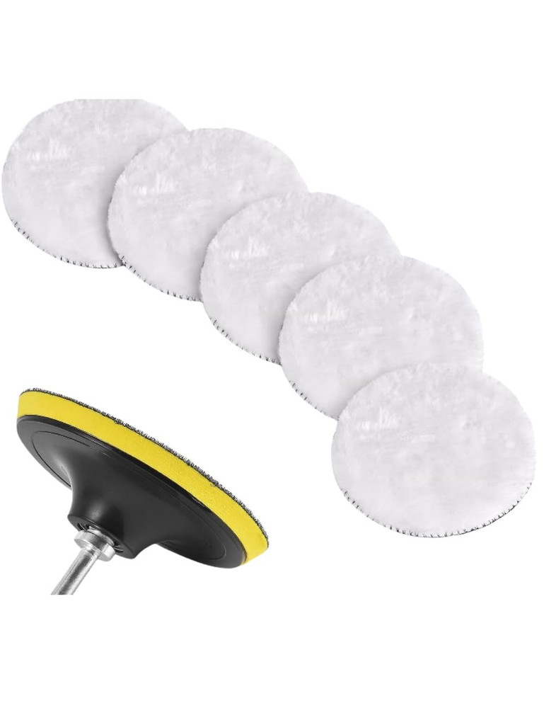 7 Pack Wool Buffing Pads for Drill, Polishing Pad，Drill Attachment M10 Adapter,