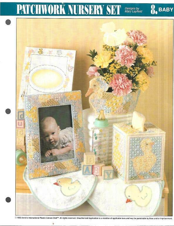 LOT/7 PLASTIC CANVAS LEAFLETS BABY PROJECTS