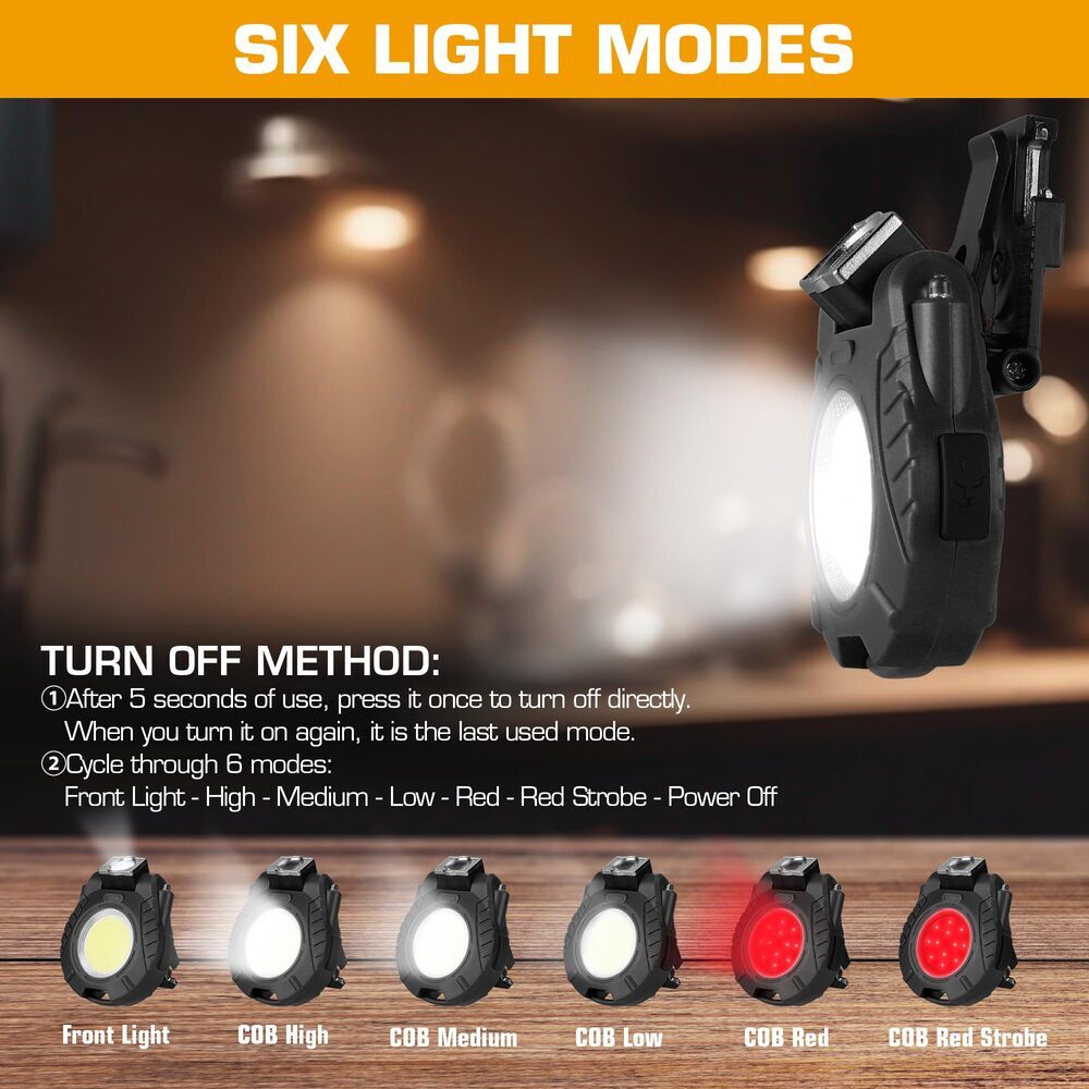 EverBrite 500 LM Rechargeable COB Keychain Work Light Sensor Mode Magnetic Light