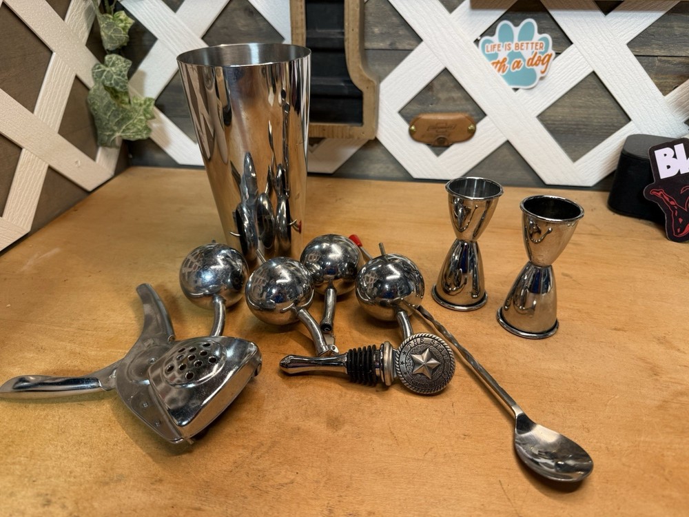 Lot Of 10 Stainless Bartender Tools