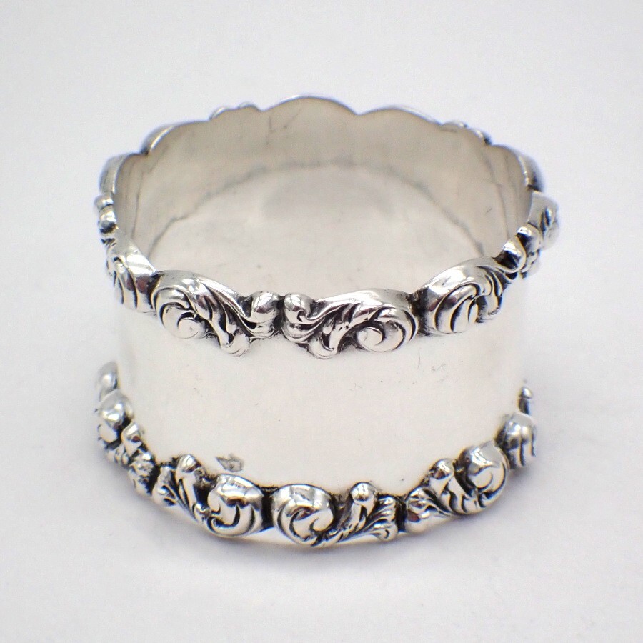 Scroll Border Napkin Ring Sterling Silver No Mono
