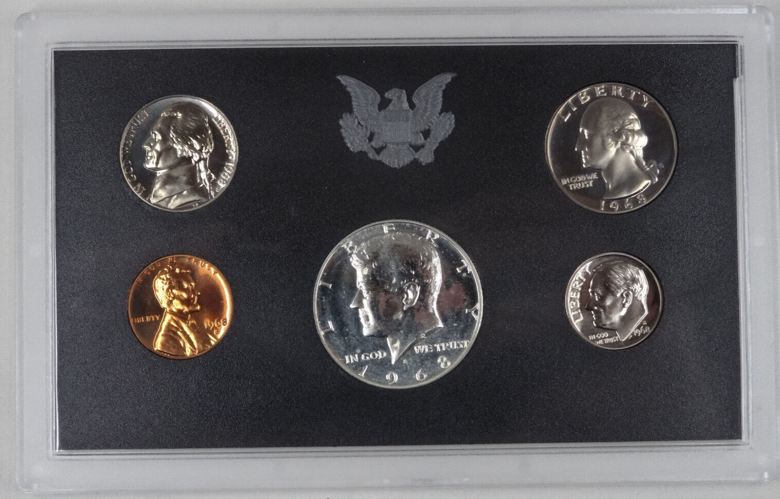 1968-S US Mint Proof Set with Box OGP 5 Coins 40% Silver Kennedy