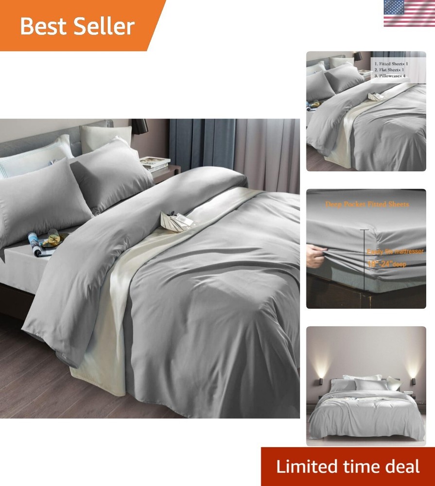 Deep Pocket King Bed Sheet Set - 1800 Thread Count Microfiber, Soft & Stylish