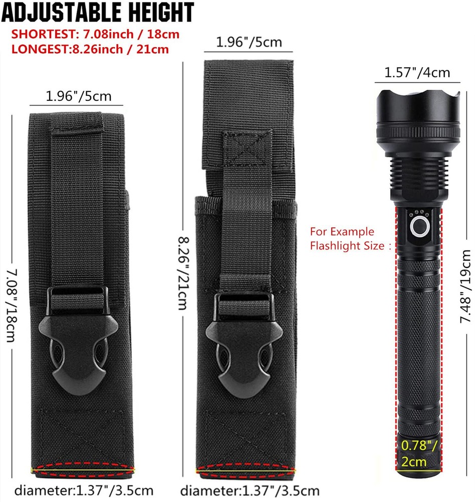 Multiuse Tool Pouch Holster Case with Adjustable Capacity for Holding Flashlight