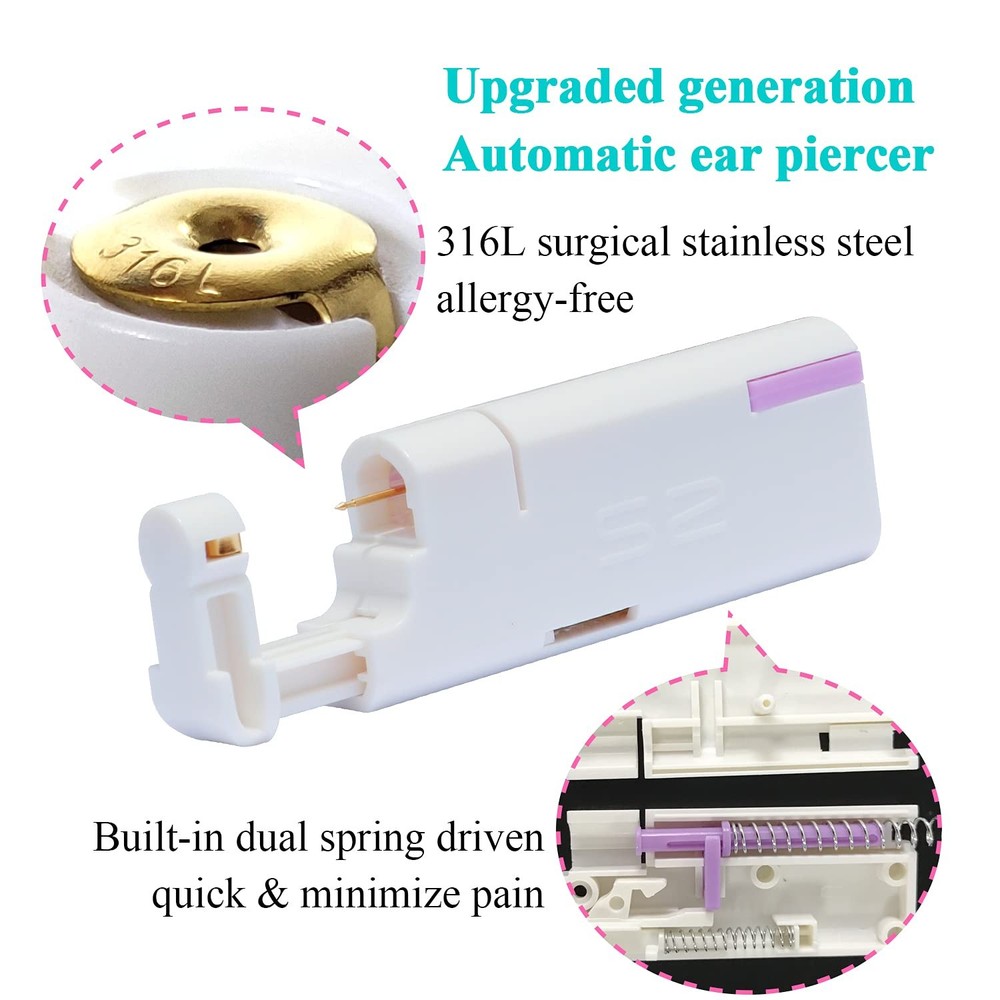 Firstomato 2PCS Disposable Ear Piercing Kit Ear Piercing Gun Self Use Ear Pie...