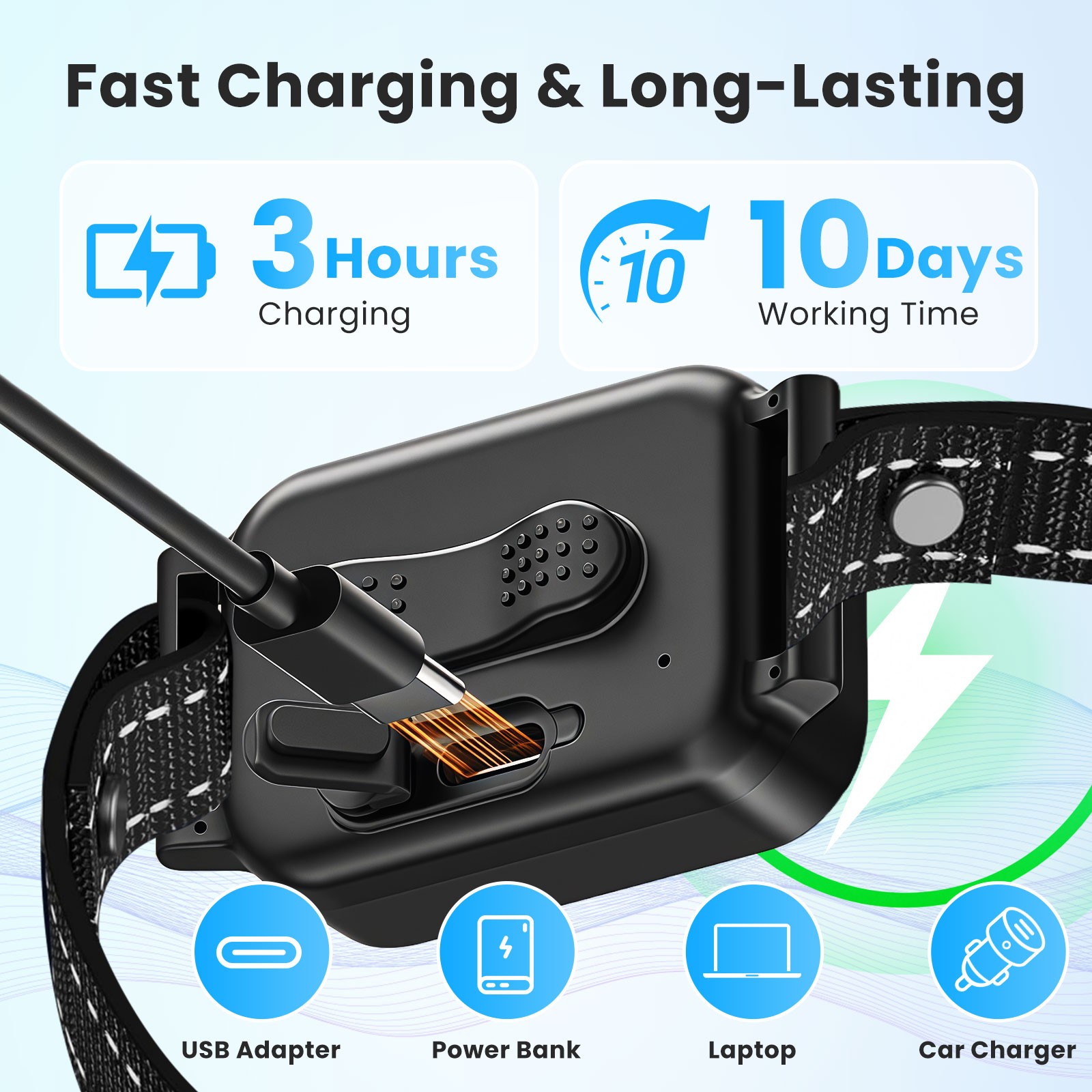 Dog Bark Collar 5 Training Modes Accidental Triggering for 10-120 lbs Dogs NEW