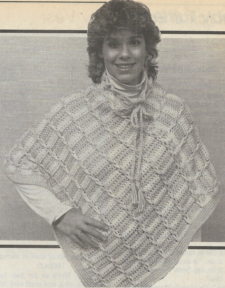vintage, Lady's Cable Poncho crochet PATTERN INSTRUCTIONS