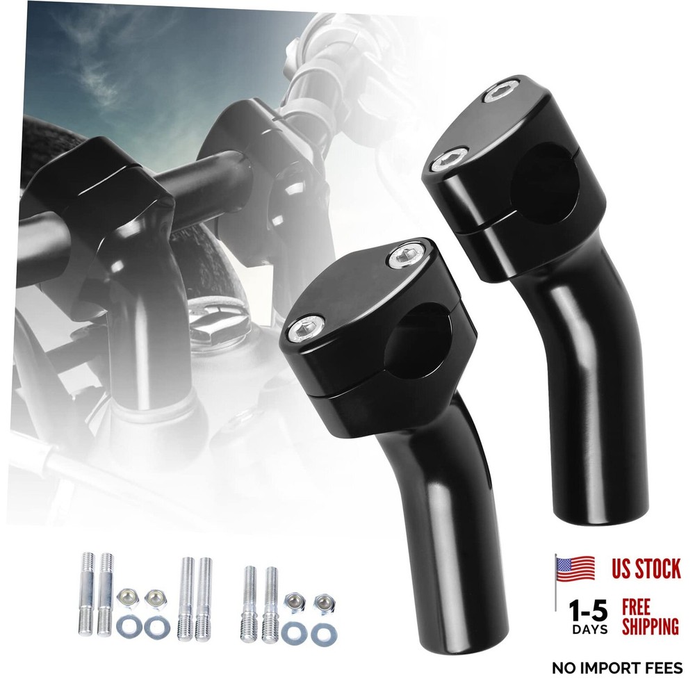 Motorcycle Handlebar Riser for Harley, One-Piece Pullback Black 4 inch